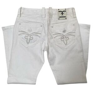 Rock Revival Men’s White Jeans Size 33 Arthur Alt Straight Y2K Cowboy